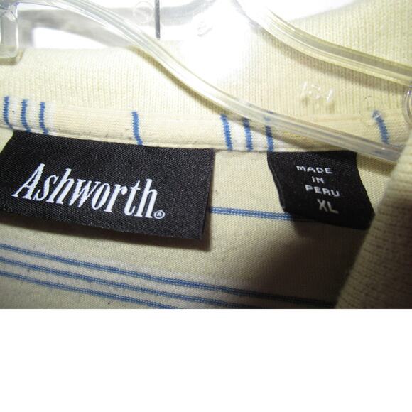 Ashworth yellow and blue stripe polo collared short sleeve shirt - Picture 3 of 3